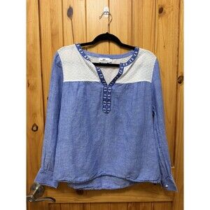 Vineyard Vines Linen Cotton Long Sleeve Chambray Embroidered Shirt Size Small